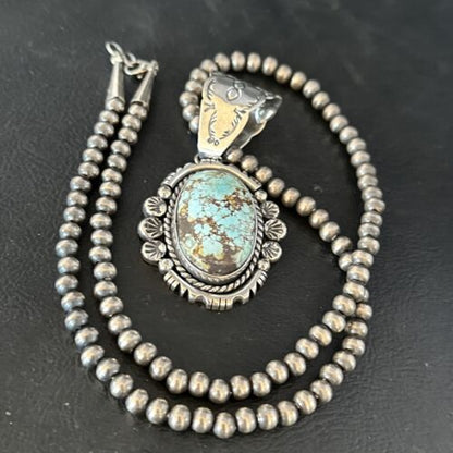 Navajo Blue Golden Hills Pendant Necklace | Sterling Silver | Authentic Native American Handmade | 14351