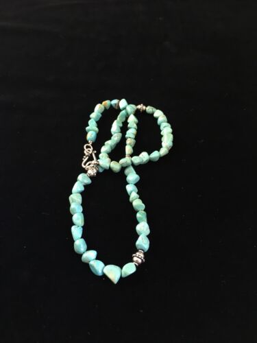 Native American Sterling Silver Blue Turquoise Necklace | 18" | Authentic Handmade | 10025 - Masha USA