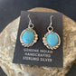 Navajo Blue Turquoise Dangle Drop Earrings | Sterling Silver | 1" | Authentic Native American Handmade | 12746