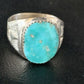 Southwestern Navajo Blue Kingman Turquoise Ring | Sterling Silver | Sz 12 | 14158