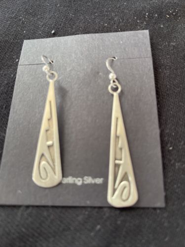 Native American Hopi Sterling Silver Dangle Earrings | Handmade | 01507
