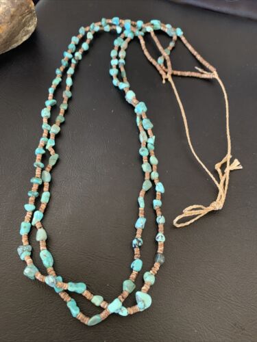 Native American Santo Domingo Shell Nugget Turquoise Necklace | 34" | 12001