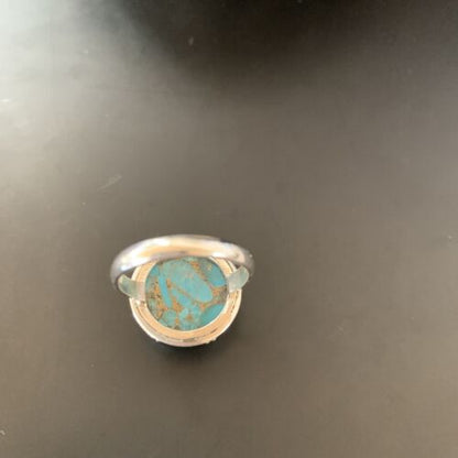 Mojave Blue Turquoise Ring | Navajo Sterling Silver | Sz 6 | Authentic Native American Handmade | 11424