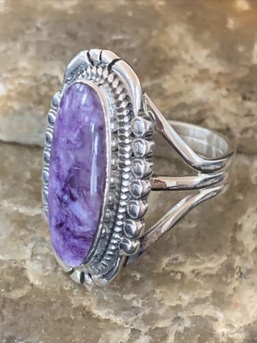 Native American Navajo Purple Charoite Ring | Sterling Silver | Sz 9 | 1453