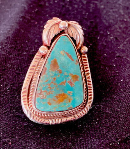 Southwestern Navajo Blue Royston Turquoise Ring | Sterling Silver | Sz 9 | 552