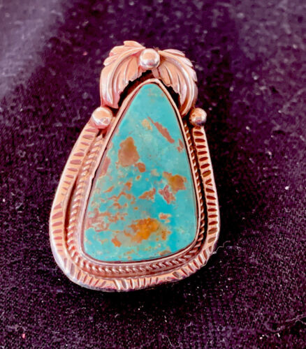 Southwestern Navajo Blue Royston Turquoise Ring | Sterling Silver | Sz 9 | 552