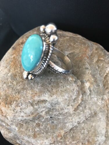 Dry Creek Turquoise Ring | Sterling Silver | Native American Handmade | Sz 11.5 | 3449