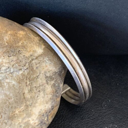 Navajo Stamped Cuff Bracelet | Sterling Silver | Authentic Native American Handmade | 1604 - Masha USA