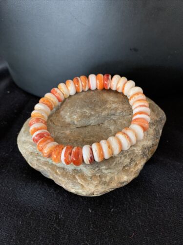 Native American Navajo Orange Spiny Oyster Bracelet | Sterling Silver | Authentic Handmade | 1086