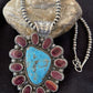 Navajo Purple Spiny Oyster & Turquoise Pendant Necklace | Sterling Silver | Authentic Native American Handmade | 01117