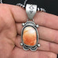 Navajo Orange Spiny Oyster Pendant Necklace | Sterling Silver | Authentic Native American Handmade | 4907