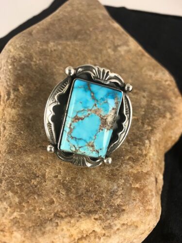 Turquoise Ring | Sterling Silver | Handmade | Sz 8.5 | 13930