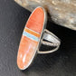 Navajo Red Spiny Oyster Opal Inlay Ring | Sterling Silver | Sz 8 | Authentic Native American Handmade | 11581
