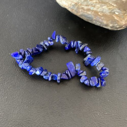 Native American Lapis Bead Bracelet | Stretch | 7" Adjustable | Men's Women's | 13314