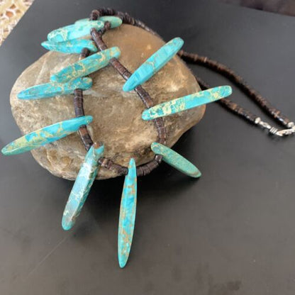 Navajo Blue Jasper Choker Necklace | Sterling Silver Shell Bead | 20" | Authentic Native American Handmade | 11463