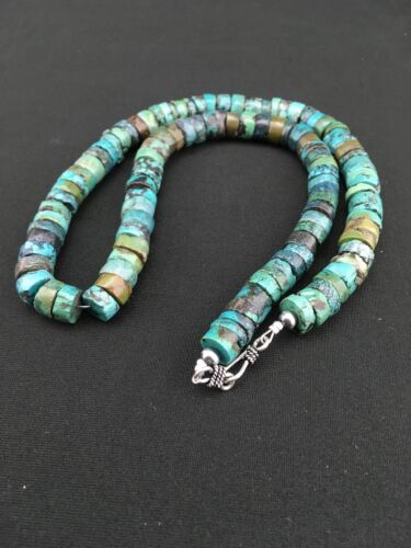 Southwestern Turquoise Heishi Bead Necklace | Sterling Silver | 10mm | 20" | 1152
