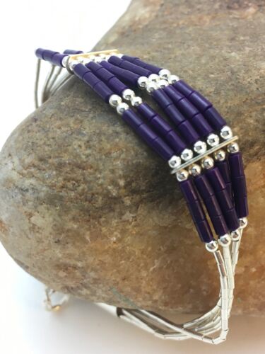 Southwestern Liquid Silver Purple Sugilite Heishi 5-Strand Bracelet | Sterling Silver | 7" | 13599