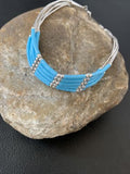 Navajo Blue Turquoise Heishi Bracelet | Sterling Silver | 5-Strand | 8" | Authentic Native American Handmade | 2177