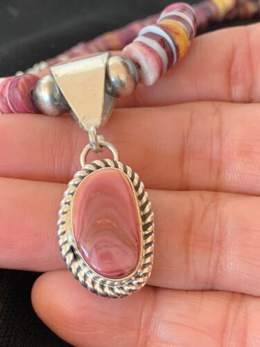 Spiny Oyster Purple Pendant Necklace | Sterling Silver | 22" | Authentic Native American Handmade | 2844