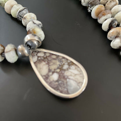 Navajo Wild Horse Turquoise Necklace Pendant | Sterling Silver | Authentic Native American Handmade | 11342