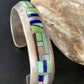 Old Pawn Navajo Turquoise Gaspeite Lapis Inlay Bracelet | Sterling Silver | Authentic Native American Handmade | 14160