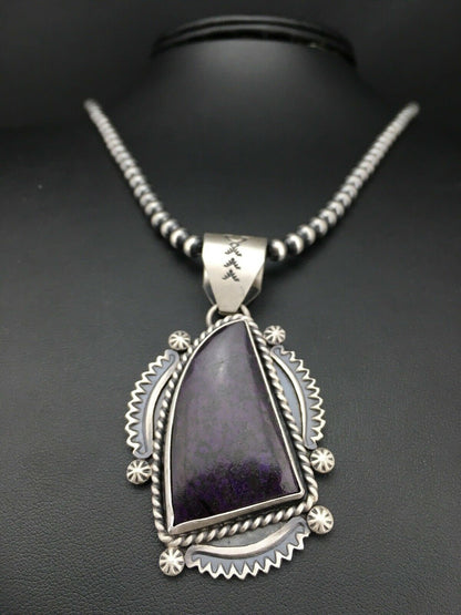 Native American Sterling Silver Navajo Pearls Purple Sugilite Necklace | Authentic Handmade | 4918