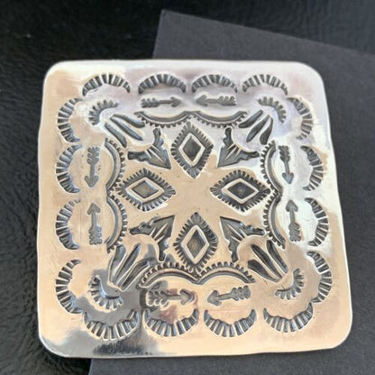 Southwestern Women's Navajo Earrings | Sterling Silver Stamped | Authentic Native American Handmade | 1676