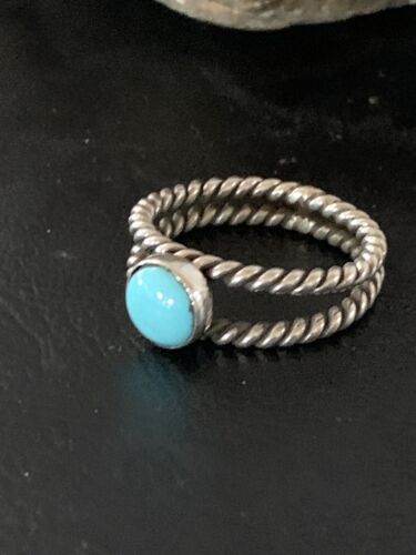 Navajo Blue Turquoise Ring | Sterling Silver | Sz 7 | Authentic Native American Handmade | 10768