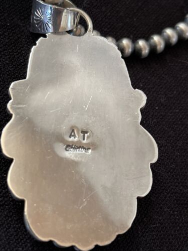 Native American Men's Necklace | Sterling Silver Navajo Pearls with Sugilite Pendant | 1523 - Masha USA