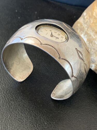 Authentic Navajo Sterling Silver Watch Tips Bracelet | Old Pawn Stamped | Native American Jewelry | 1458