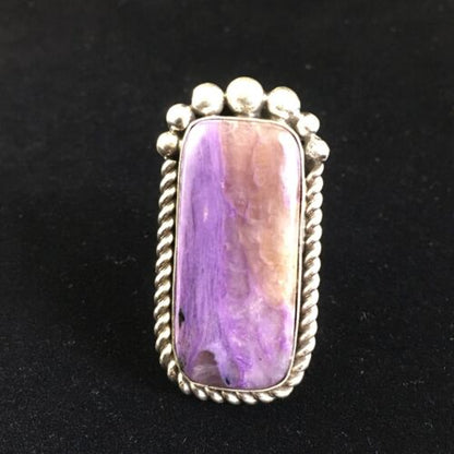 Native American Navajo Purple Charoite Ring | Sterling Silver | Sz 8.5 | 10105