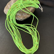 Southwestern Green Gaspeite Heishi Necklace | 10 Strand | Sterling Silver | 20" | 2238