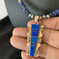 Navajo Pearls Necklace with Blue Lapis Opal Inlay Pendant | Sterling Silver | Authentic Native American Handmade | 11632