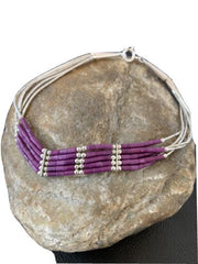 Navajo Purple Sugilite Heishi Bracelet | Sterling Silver | 8" | Authentic Native American Handmade | 2175