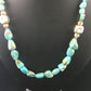 Men's Chunky Navajo Blue Green Turquoise Heishi Necklace | Sterling Silver | 19" | 10013