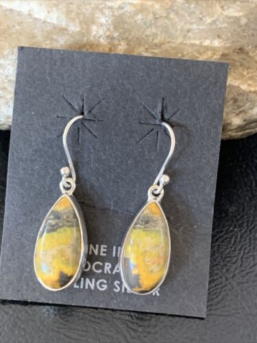 Native American Women's Navajo Bumblebee Jasper Earrings Set | Sterling Silver | Handmade | 1561