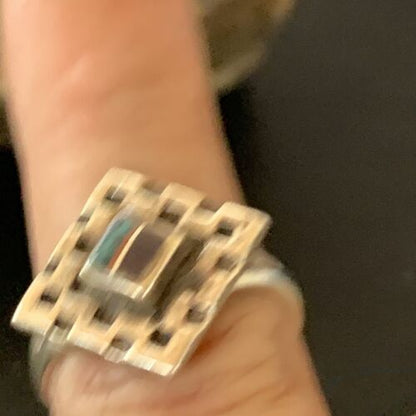 Southwestern Women's Navajo Blue Turquoise Sugilite Inlay Ring | Sz 7.5 | 11283 - Masha USA