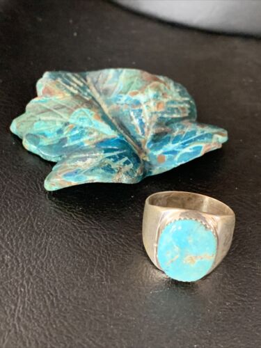 Navajo Blue Kingman Turquoise Ring | Sterling Silver | Sz 11 | Authentic Native American Handmade | 14142