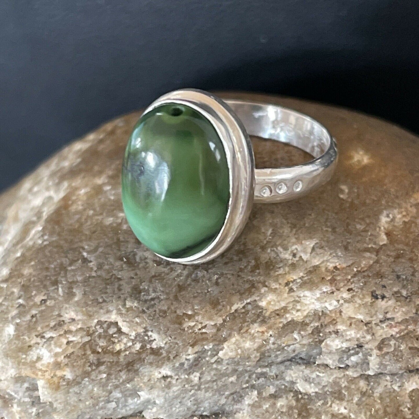 Navajo Natural Green Turquoise Ring | Sterling Silver | Sz 9 | Authentic Native American Handmade | 11437