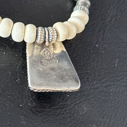 Navajo Wild Horse Turquoise Necklace Pendant | Sterling Silver | Authentic Native American Handmade | 14609