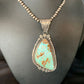 Blue Royston Turquoise Pendant Necklace | Sterling Silver | 3.5" | Authentic Native American Handmade | 13939