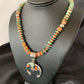 Navajo Pearl Sterling Silver Necklace with Royston Turquoise & Spiny Oyster Naja Pendant | 11579