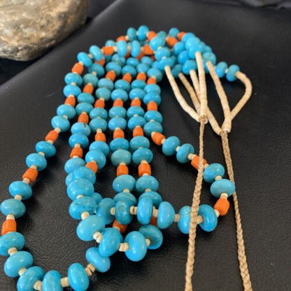 Santo Domingo Shell Spiny Oyster Turquoise Necklace | 28" | Authentic Native American Handmade | 11993