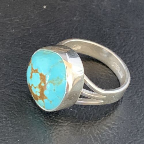 Native American Blue #8 Turquoise Navajo Ring | Sterling Silver | Sz 8.5 | 14018