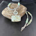 Navajo Pearls Necklace with Wild Horse Turquoise Pendant | Sterling Silver | Authentic Native American Handmade | 13906