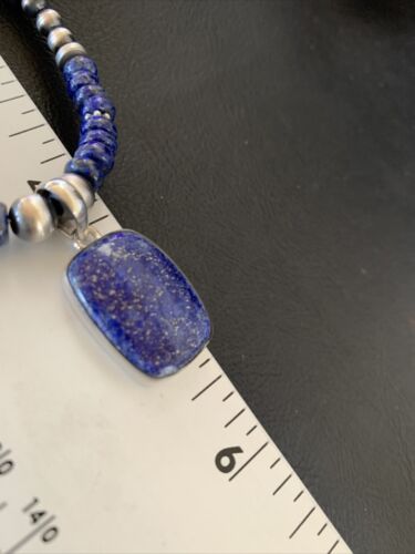 Native American Navajo Blue Lapis Pendant Necklace | Sterling Silver | 12249