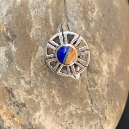 Southwestern Women's Navajo Blue Turquoise Spiny Lapis Inlay Ring | Sz 6 | 11184 - Masha USA