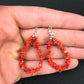 Native American Sterling Silver Navajo Red Coral Earrings | 2" | 1086