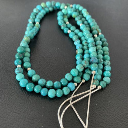 Navajo Sterling Heishi Blue Green Turquoise Bead Necklace Pendant | Authentic Native American Handmade | 02024