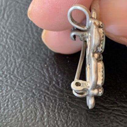 Zuni Blue Turquoise Pin Pendant | Sterling Silver | Authentic Native American Handmade | 12133